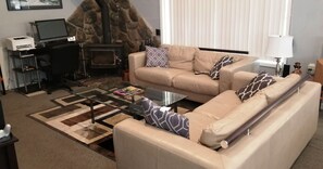 Una Smart TV, una chimenea, videojuegos, un reproductor de DVD