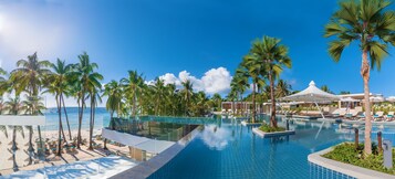 2 outdoor pools, open 8:00 AM to 8:00 PM, pool umbrellas, pool loungers