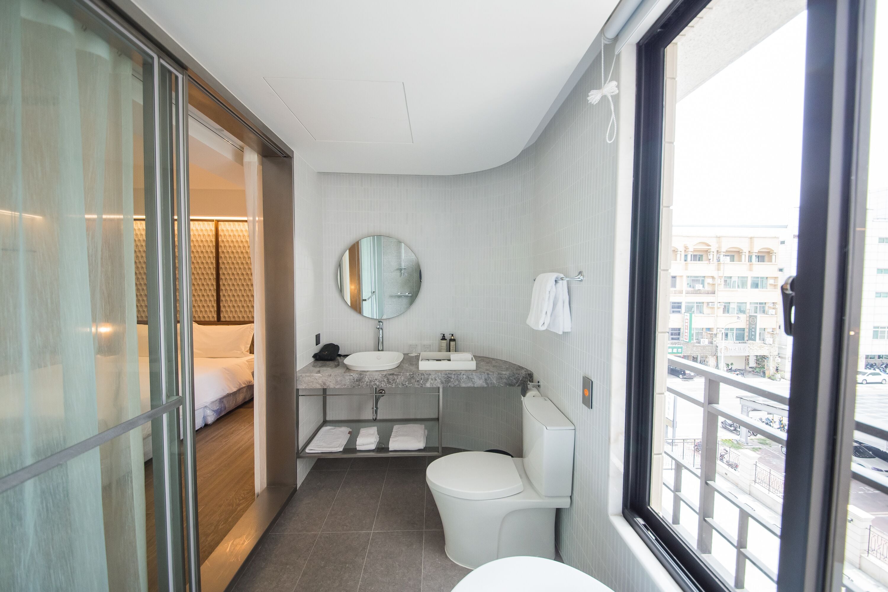superior double room | bathroom | shower, hair dryer, bathrobes, slippers