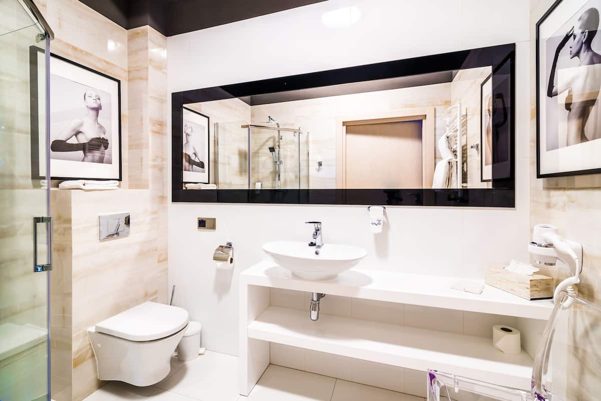 shower, free toiletries, hair dryer, slippers