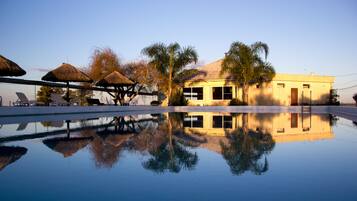 Outdoor pool, pool loungers
