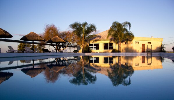 Outdoor pool, pool loungers