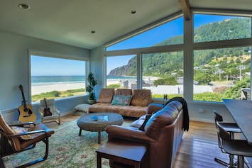 Spectacular Living Room View of beach and Neahkahnie Mountain