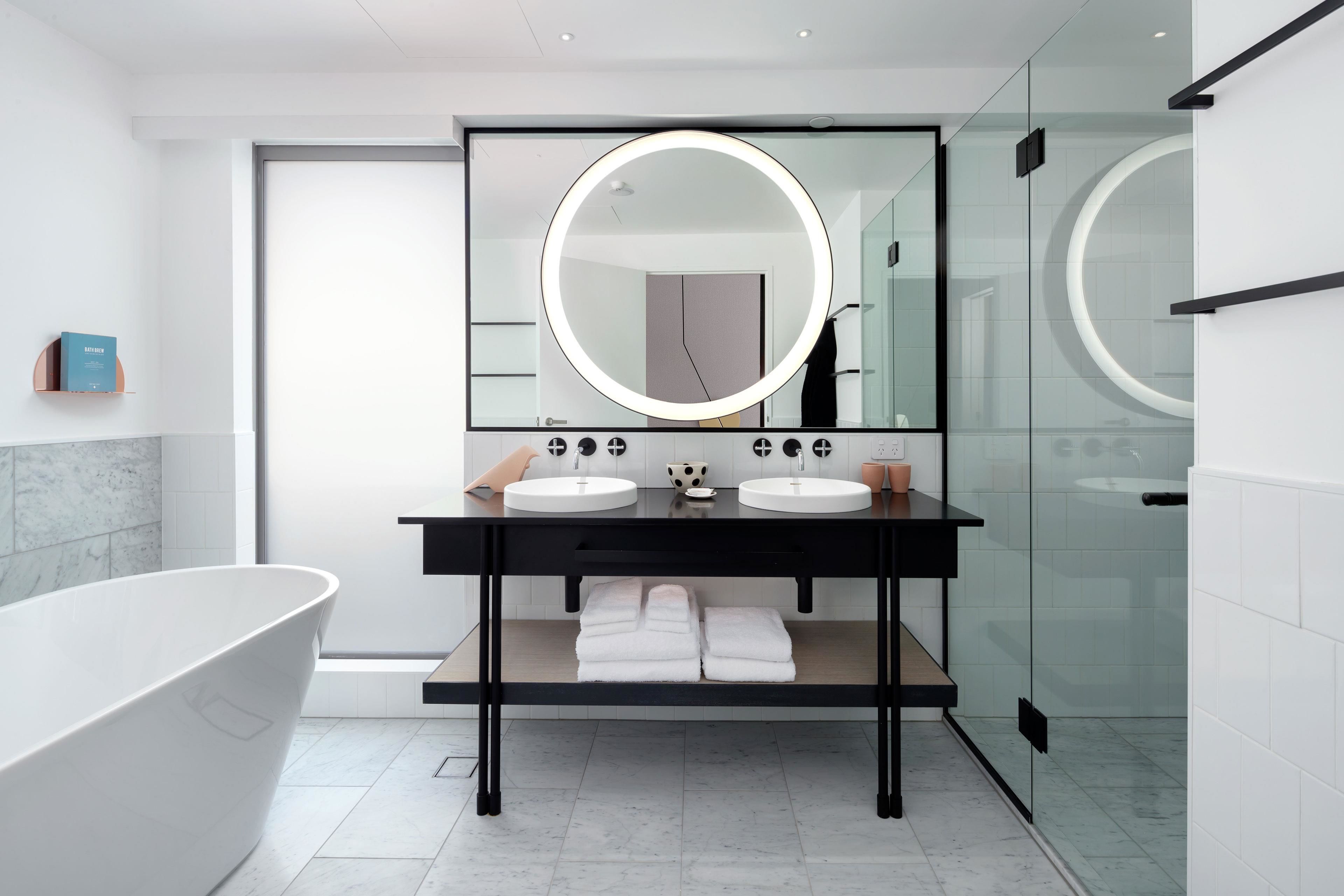 alpine one bedroom (no lake view)  | bathroom | designer toiletries, hair dryer, bathrobes, slippers