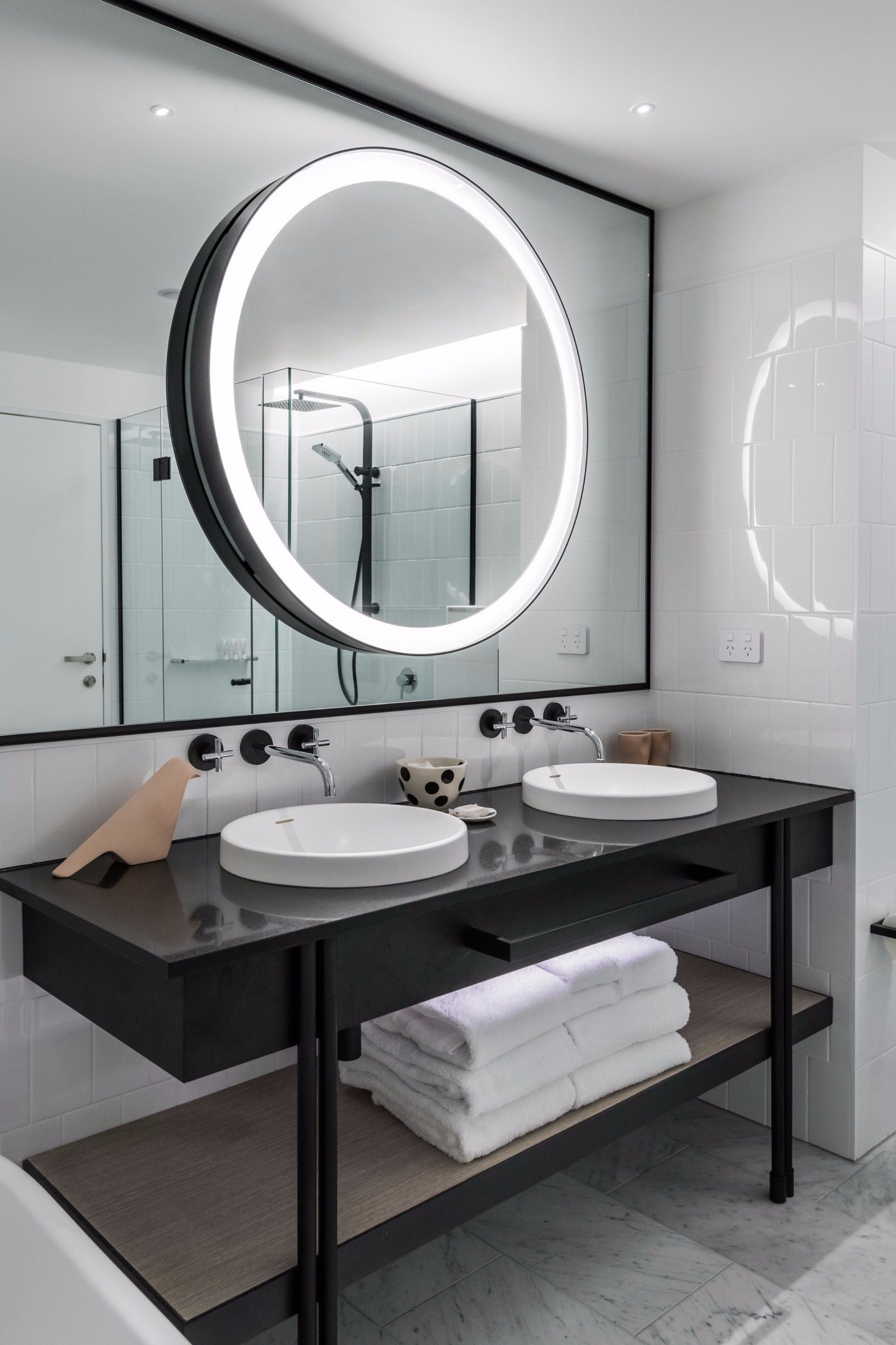 designer toiletries, hair dryer, bathrobes, slippers