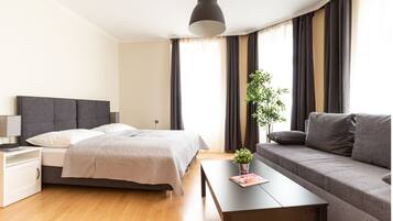 Grand Apartment, 3 Bedrooms, Kitchen | Living area | 32-inch flat-screen TV with cable channels, TV