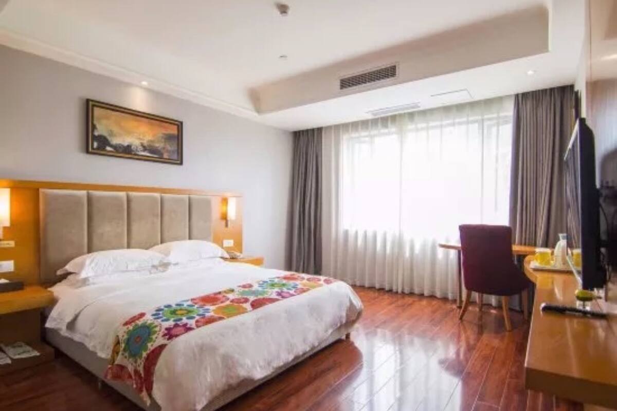 Desk, blackout curtains, iron/ironing board, free WiFi