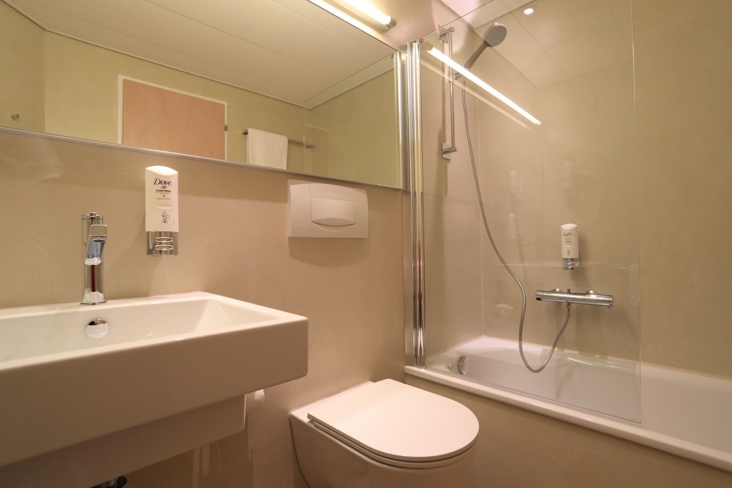 free toiletries, hair dryer, towels