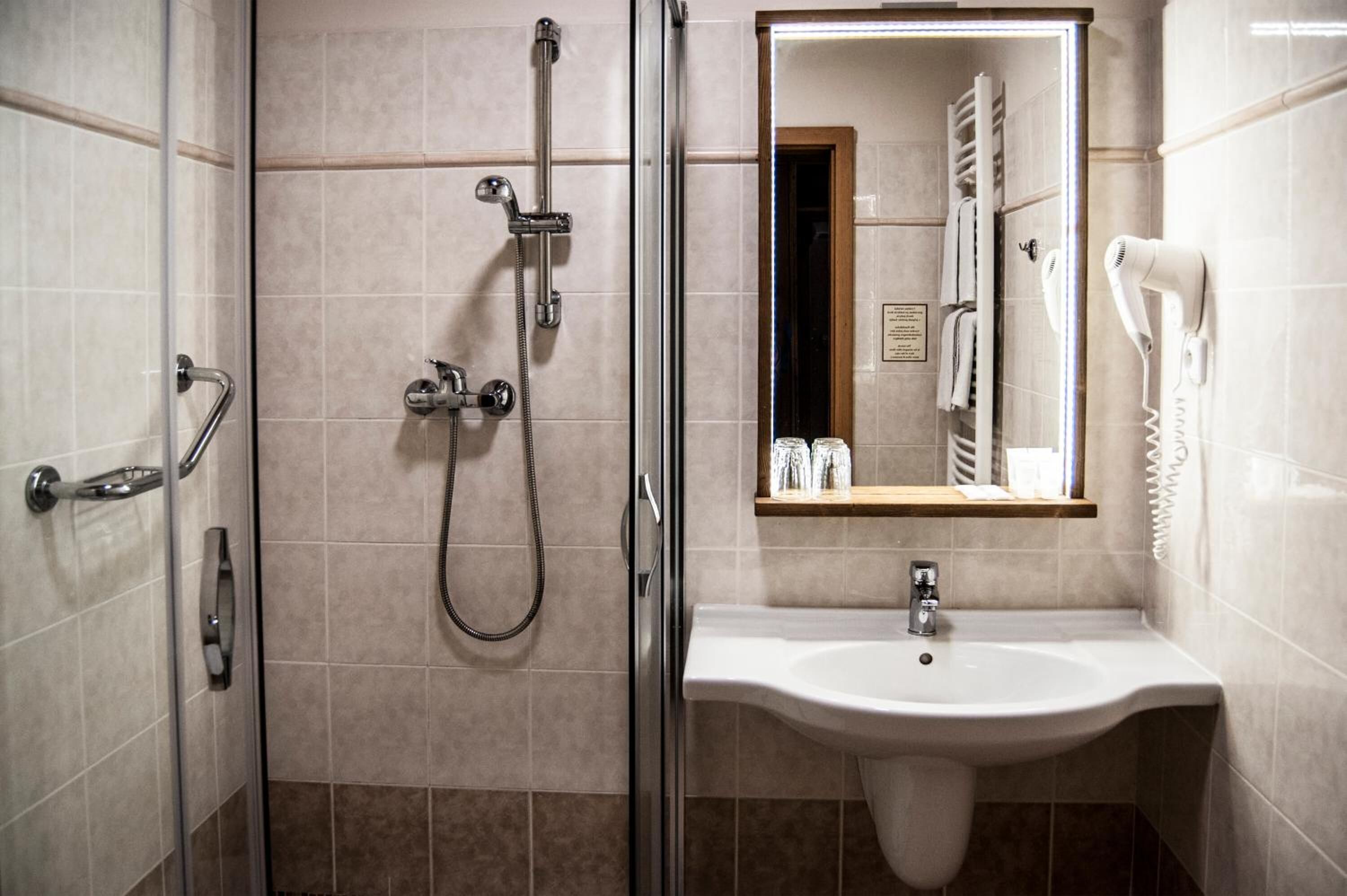 free toiletries, hair dryer, towels