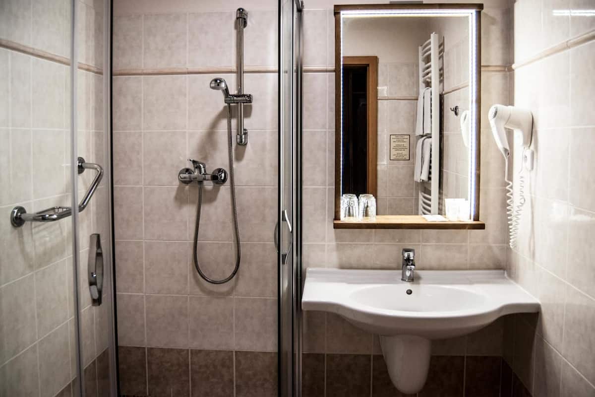 free toiletries, hair dryer, towels