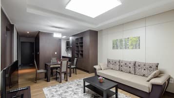 Apartment, 1 Double Bed with Sofa bed | Living area | Flat-screen TV, pay movies