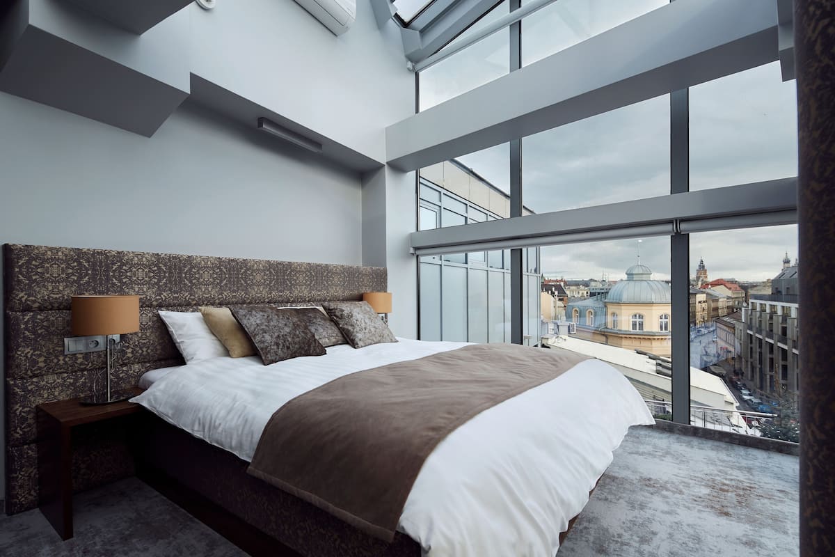 Panoramic Penthouse, Terrace (Luxury) | 1 bedroom, Egyptian cotton sheets, premium bedding, pillowtop beds