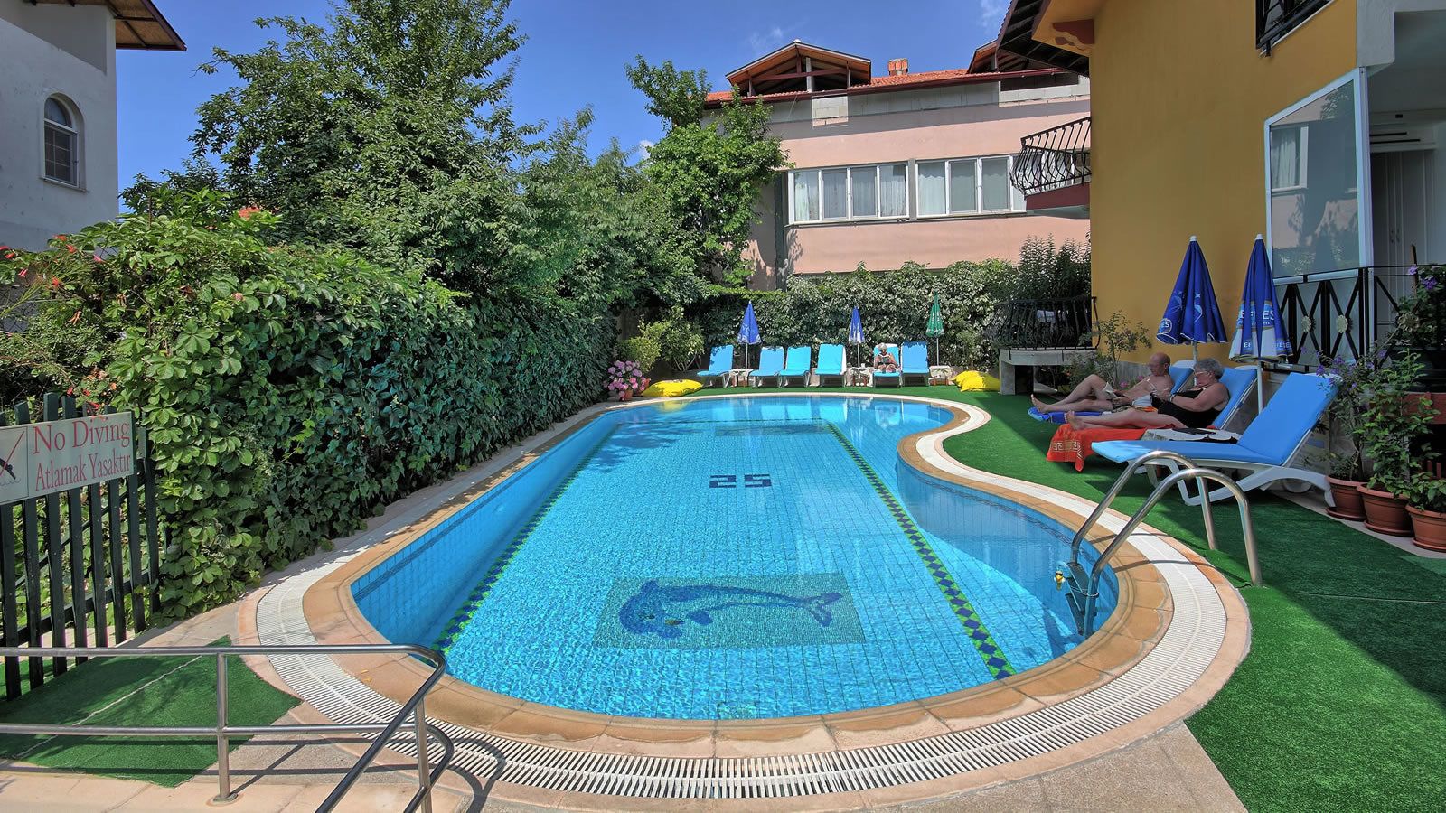 Outdoor pool, sun loungers