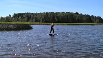 On the beach, kayaking, rowing, fishing