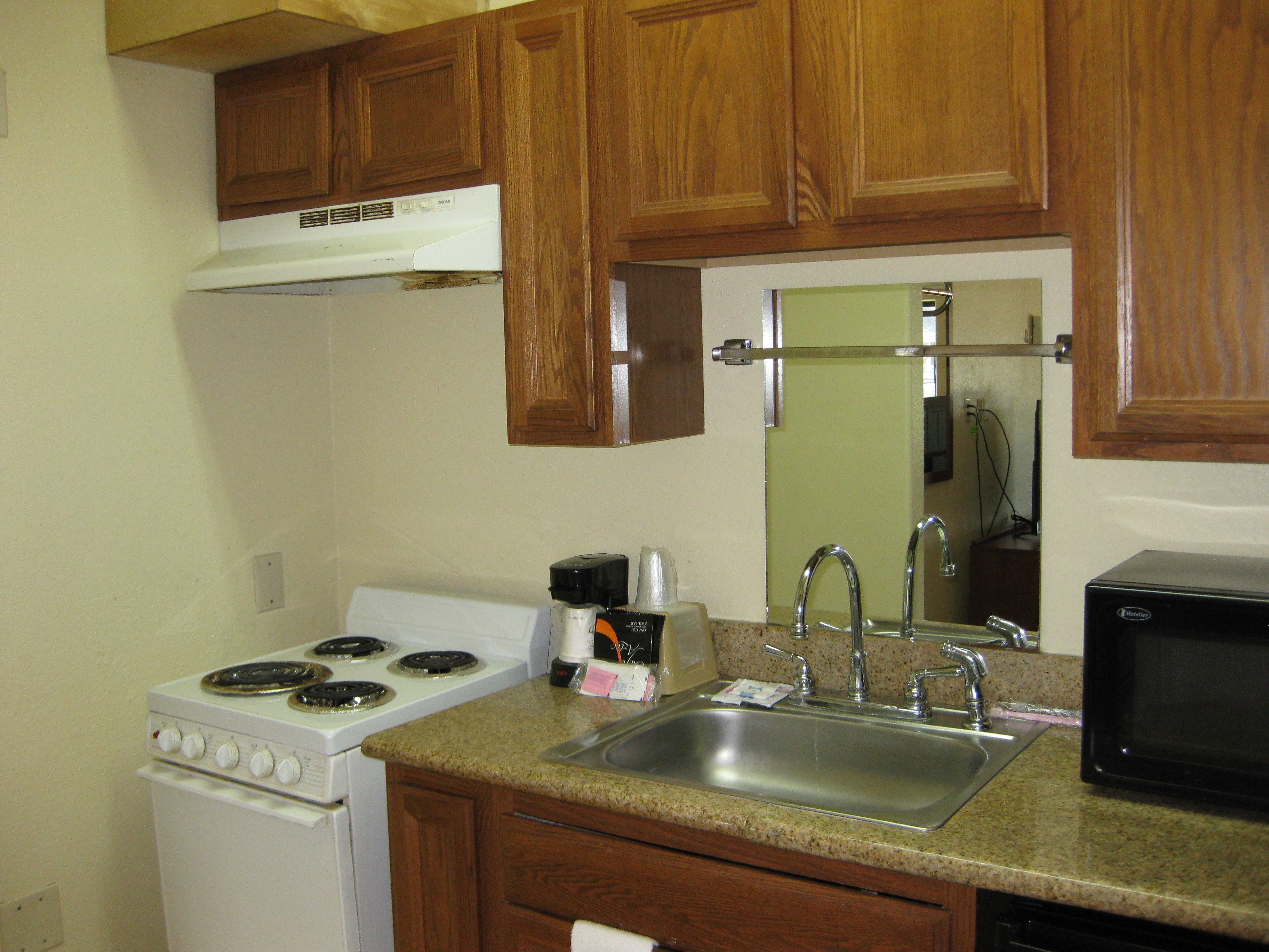 Fridge, microwave, coffee/tea maker