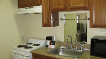 Fridge, microwave, coffee/tea maker