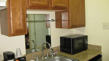Fridge, microwave, coffee/tea maker