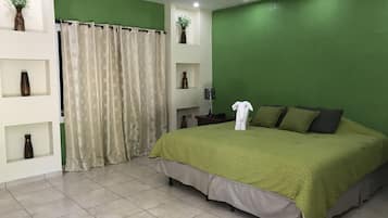 Down duvets, desk, iron/ironing board, free rollaway beds