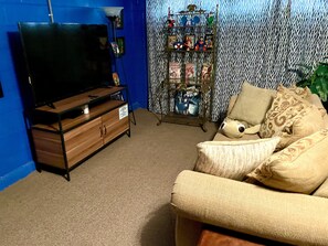 Smart TV, video-game console, DVD player, foosball