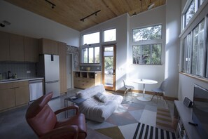 Smart TV, fireplace, Netflix, Hulu