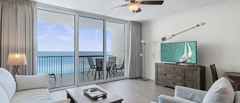 Televisión, reproductor de DVD, libros y videoteca