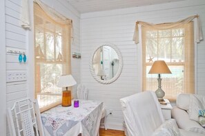 Smart TV, DVD player, books, video library