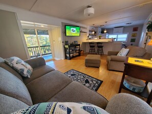 TV, DVD player, books