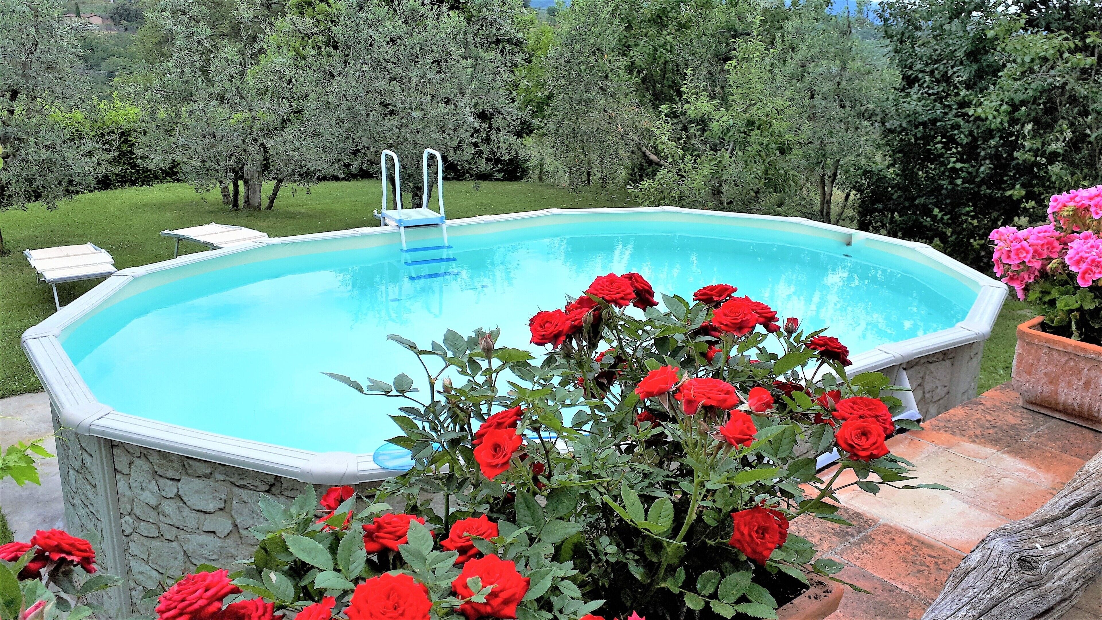 Piscine extérieure, piscine à débordement