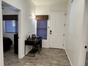 2 bedrooms, desk, iron/ironing board, travel crib