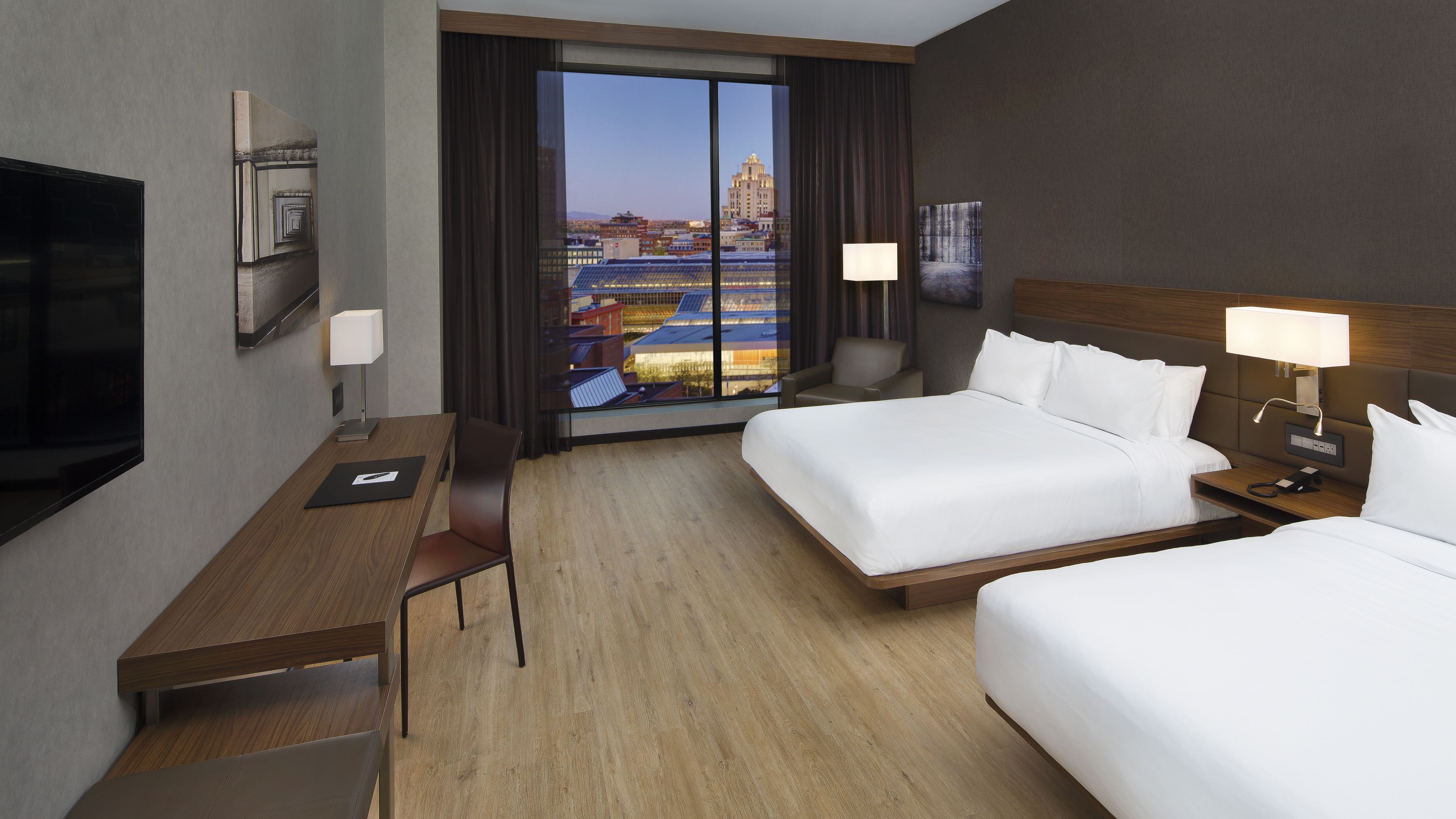 room, 2 queen beds | in-room safe, desk, iron/ironing board, free cots/infant beds