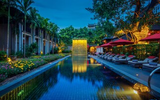 Outdoor pool, open 6:00 AM to 8:00 PM, pool umbrellas, sun loungers