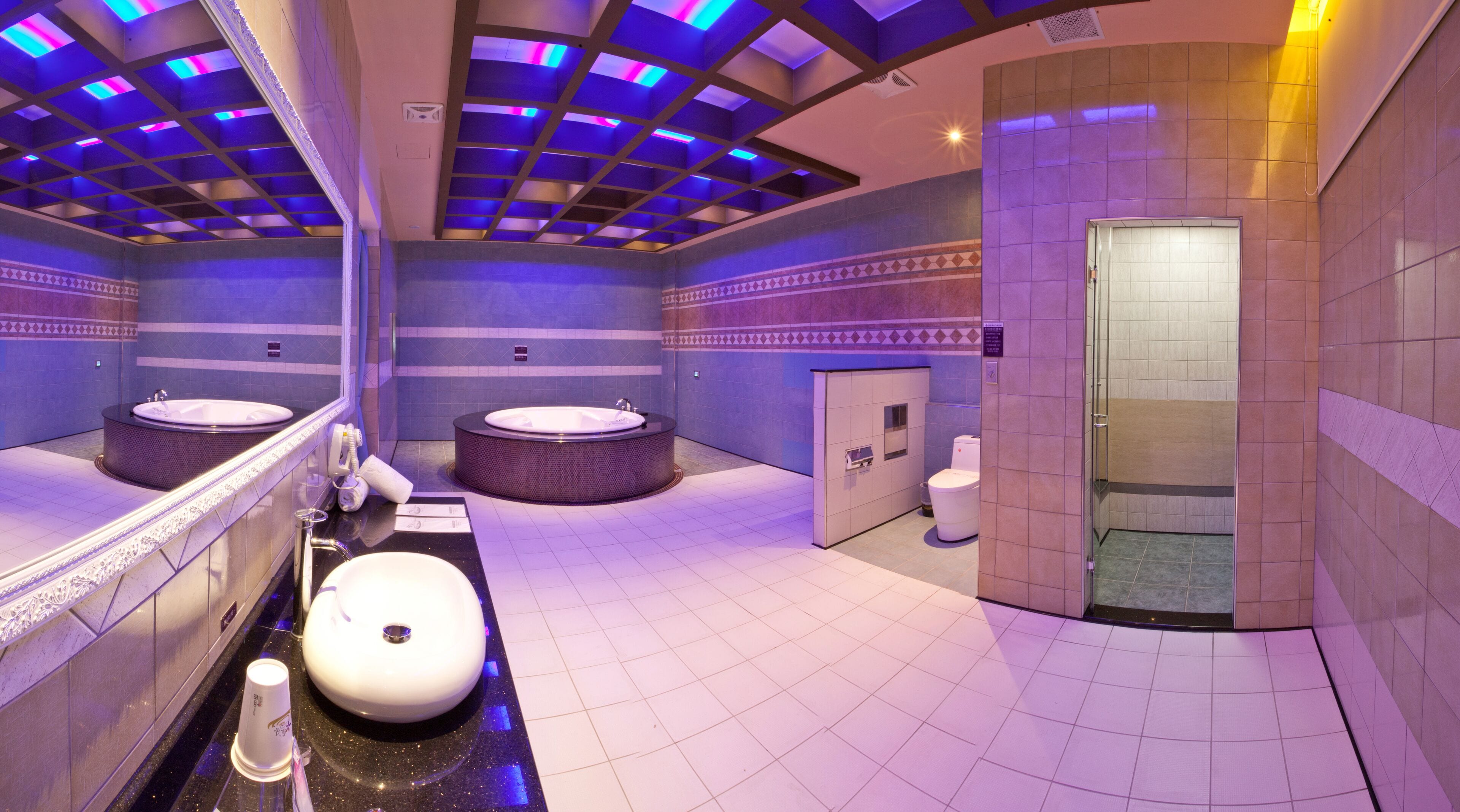 honeymoon double room | bathroom | separate bathtub and shower, hair dryer, slippers, towels