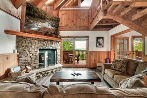 TV, fireplace, DVD player, video library