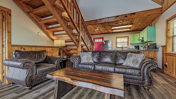 Televisión, chimenea, reproductor de DVD y videoteca