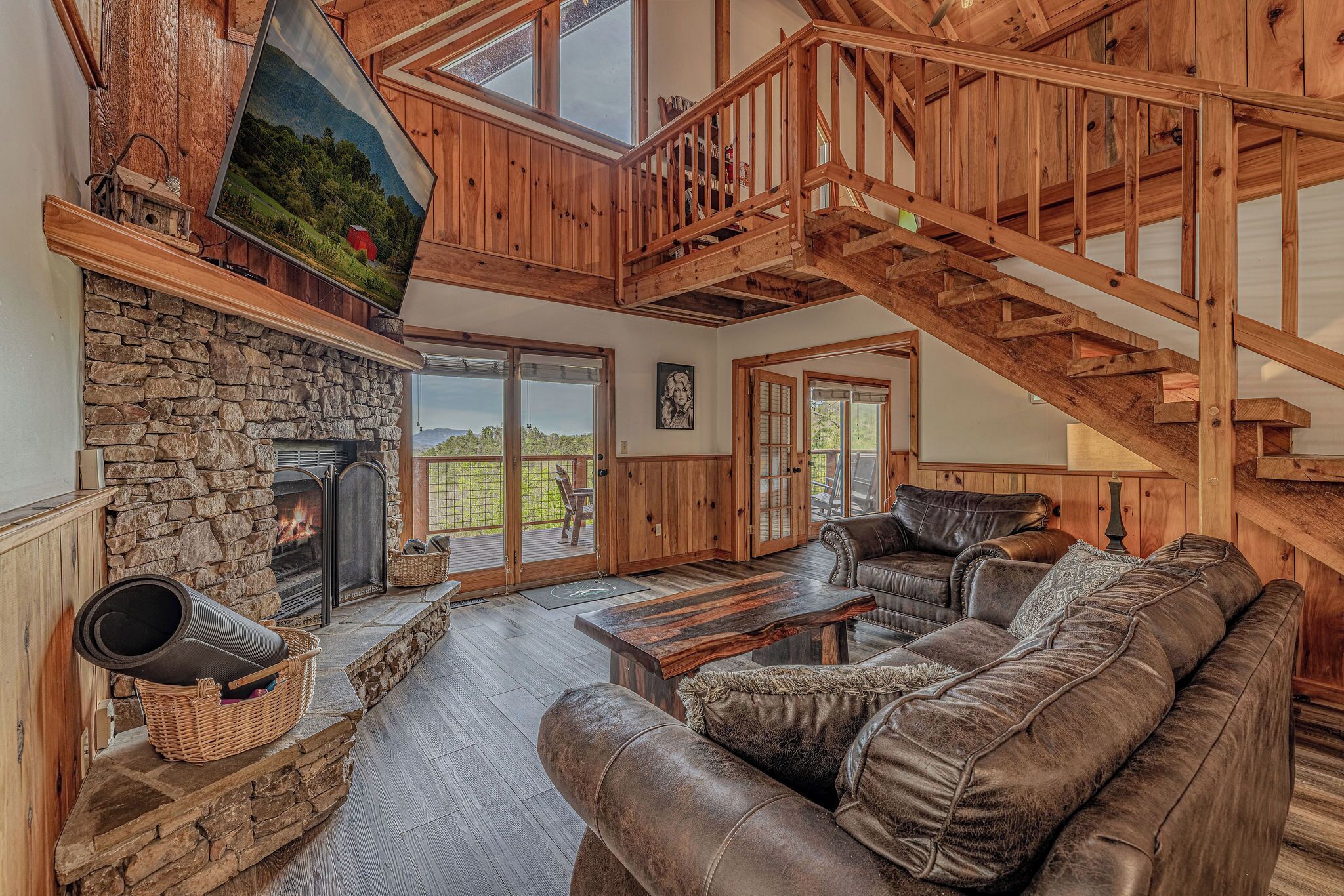 TV, fireplace, DVD player, video library