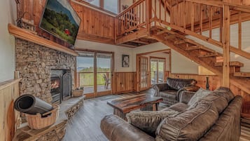 TV, fireplace, DVD player, video library