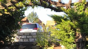 A garden with a stone pathway, rocks, and various plants. - Landgasthaus Zander (Blankenburg)
