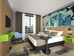 Kahden hengen superior-huone, 1 parisänky, torni (Eiffel Tower View) | Ylelliset vuodevaatteet, tallelokero huoneessa, työpöytä, pimennysverhot