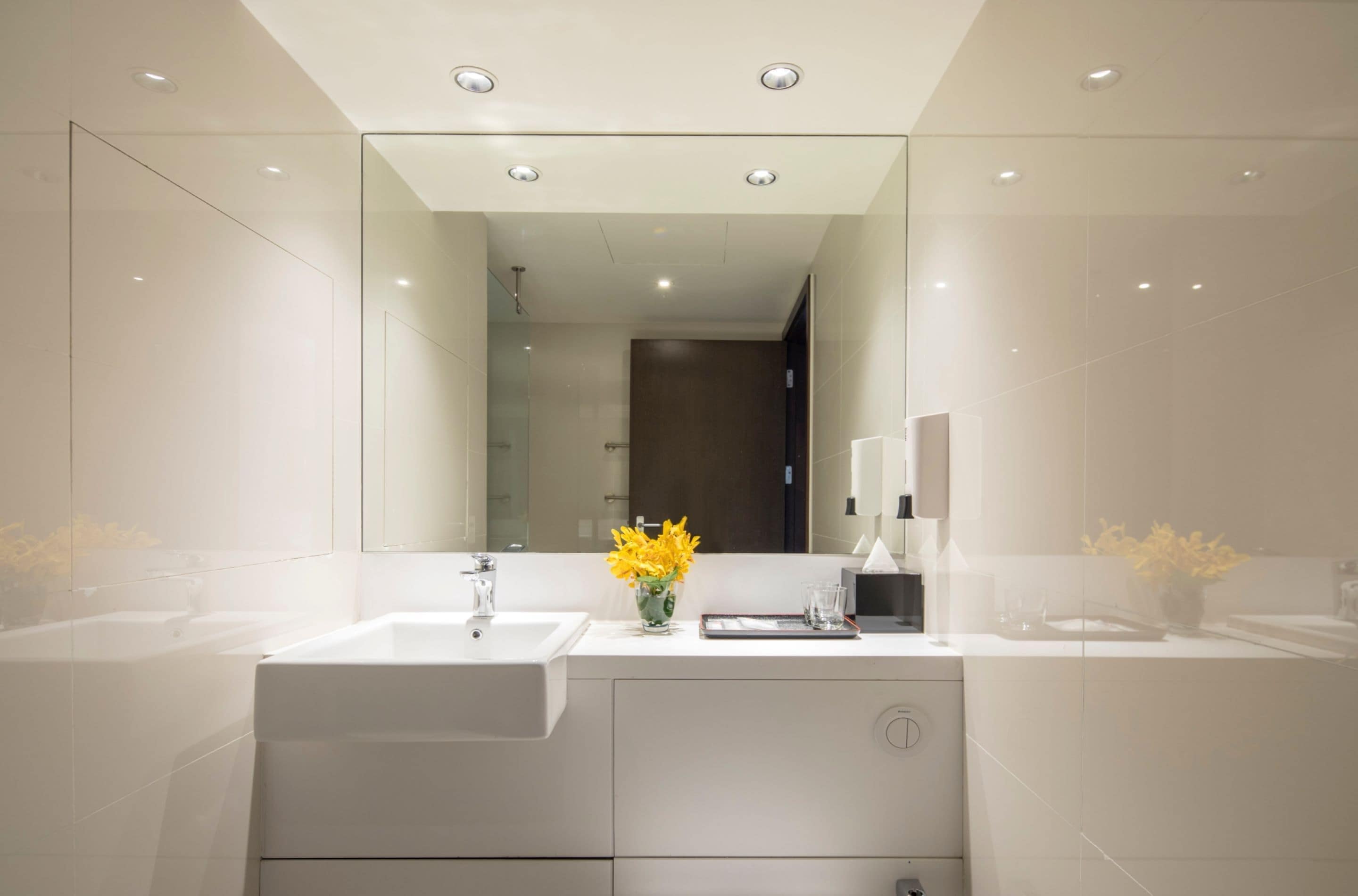 shower, rainfall showerhead, free toiletries, hair dryer