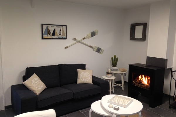 Salon salle à manger avec poêle a bois