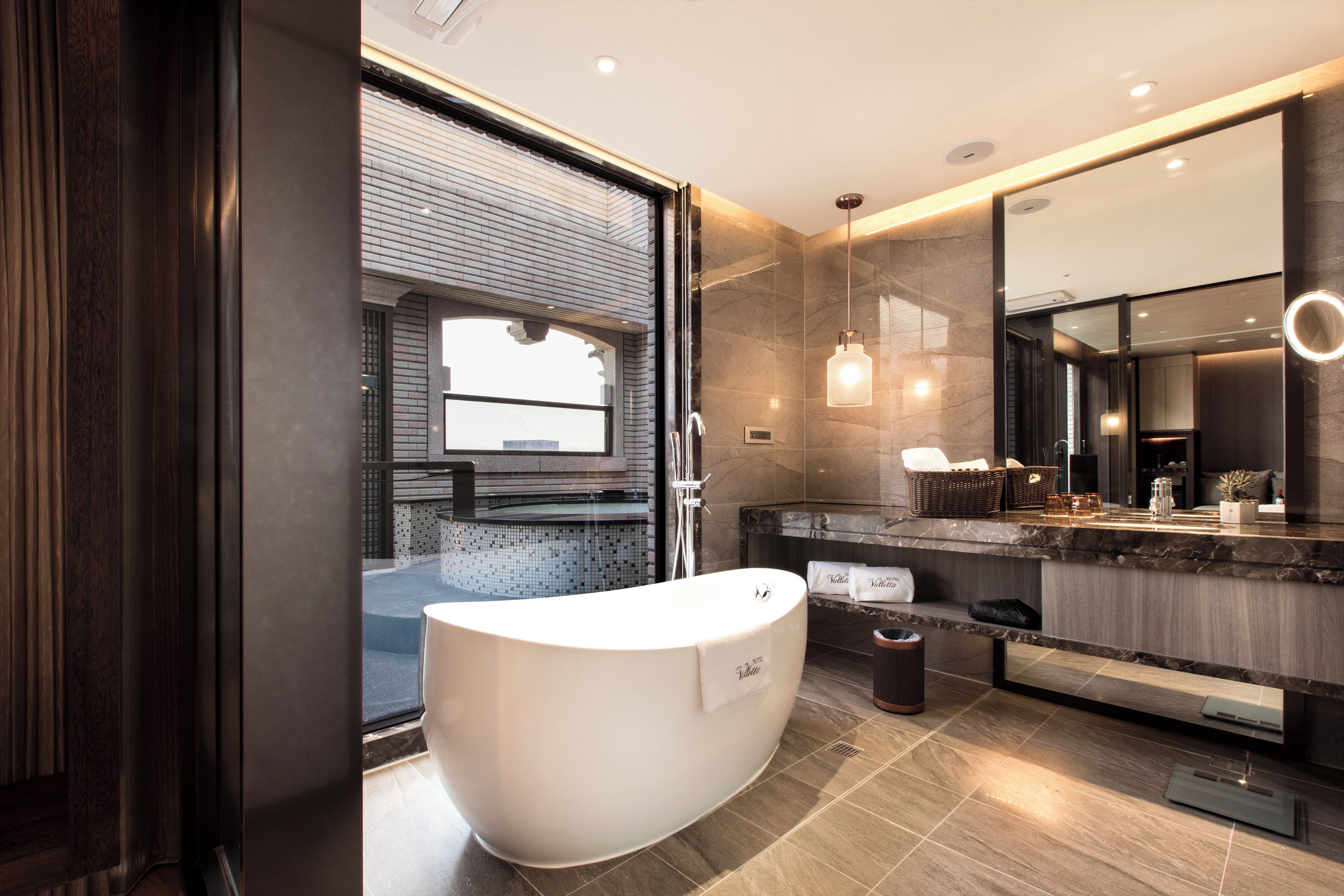 terrace hot spring suite | bathroom | separate bathtub and shower, spring water bathtub, hair dryer, bathrobes