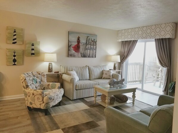 Smart TV, books, music library, stereo