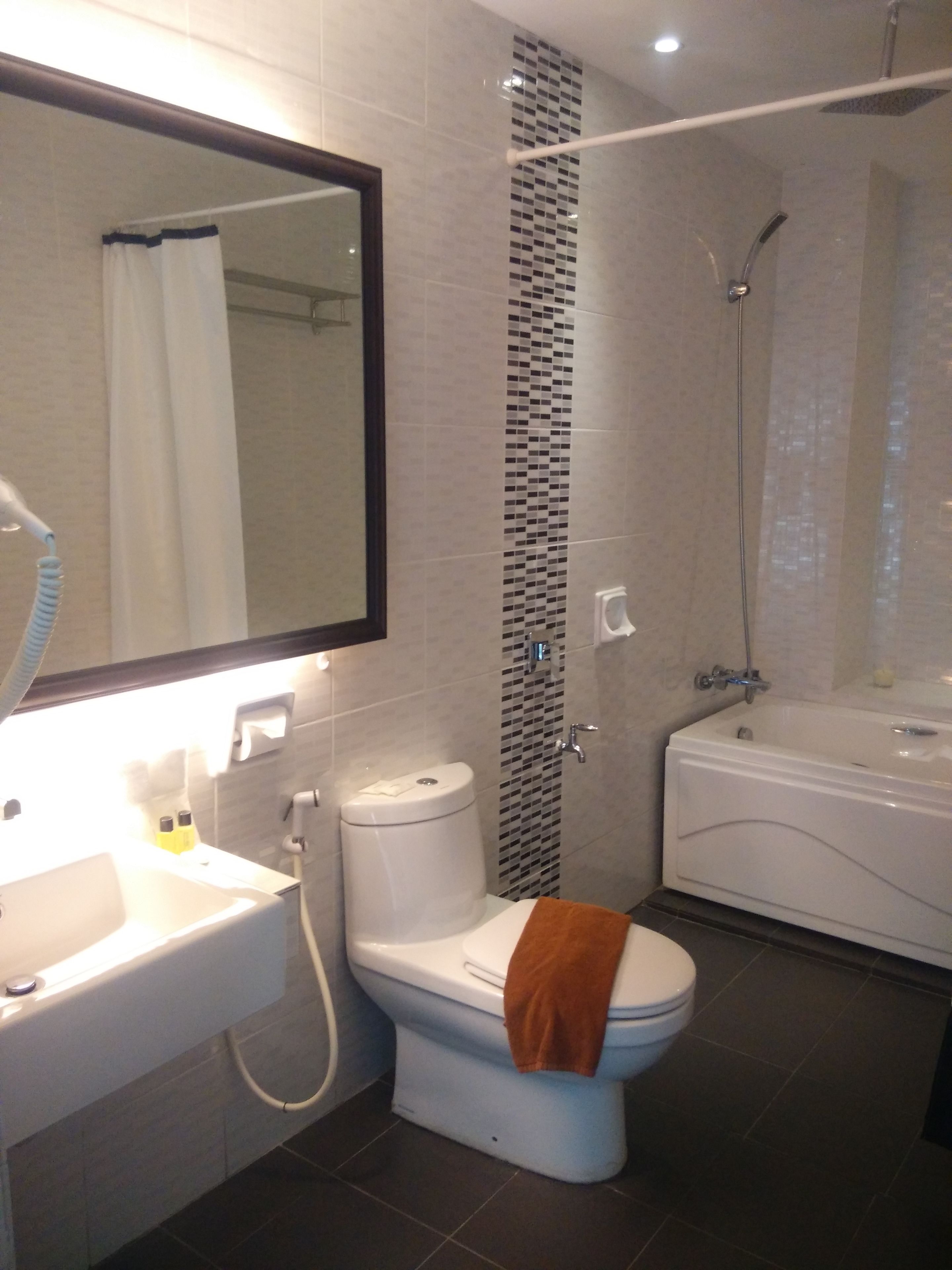 executive room | bathroom | shower, free toiletries, hair dryer, slippers