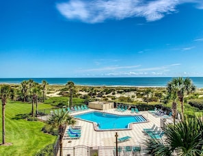 Outdoor pool - Penthouse 7th floor with spectacular Ocean views! Immaculate, Beach Front Condo! (Fernandina Beach)