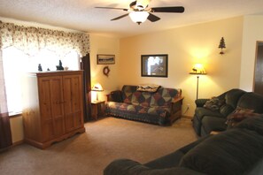 Televisión, reproductor de DVD, libros y videoteca 