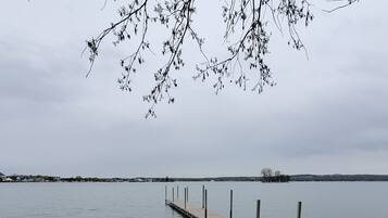 On the beach, sun loungers, beach towels