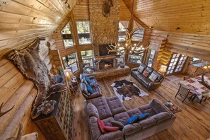 Smart TV, fireplace, DVD player, books