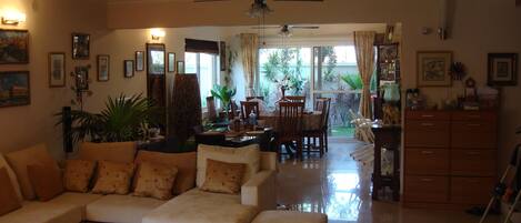 TV, DVD player, table tennis, books