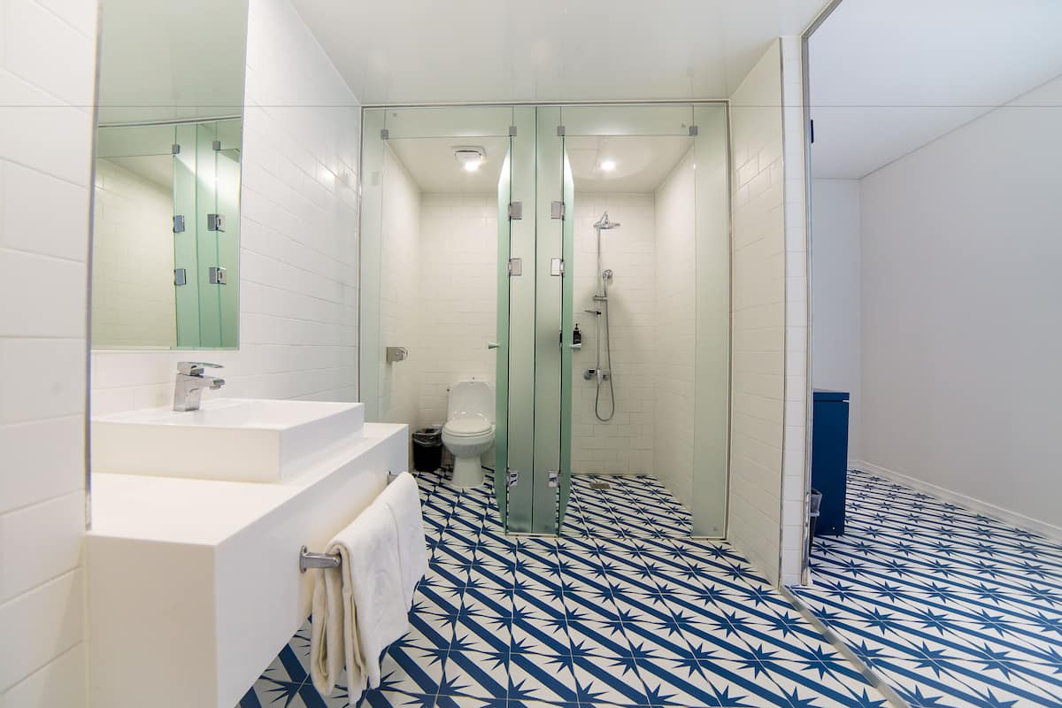 family room | bathroom | hair dryer, bathrobes, slippers, towels