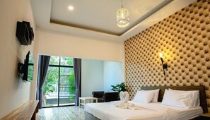 1 habitación, ropa de cama de alta calidad, cubrecamas y minibar 